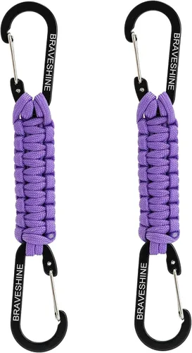 Vista 22 de BRAVESHINE Mosquetón de llavero con clip de paracord, gancho de anillo en D para lanyard, colgador para cochecito, llavero para botella de agua