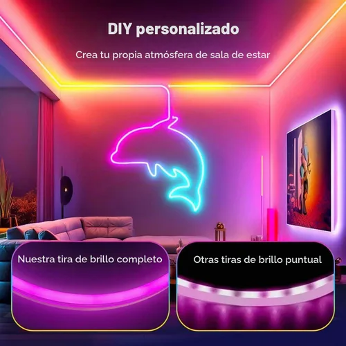 Vista 5 de Luces de tira de neón L8star, luces de cuerda de neón LED de 32.8 pies/10m con control remoto APP, luces de tira de neón LED flexibles impermeables