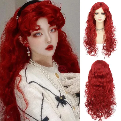 Vista 14 de Peluca rubia corta y rizada para mujer, longitud hasta el hombro, peluca de pelo ondulado con flequillo, resistente al calor, disfraz de cosplay