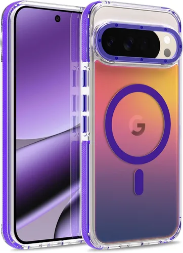 Vista 24 de Funda magnética para Google Pixel 10 Pro XL [compatible con Magsafe] [bonito diseño fluorescente de moda] a prueba de golpes, delgada, translúcida