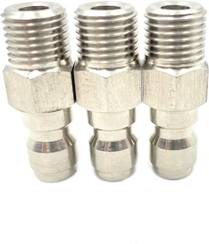 Vista 4 de 3 unids 1/4 pulgada macho NPT montaje 5000 PSI, acoplador de lavadora a presión sólido macho enchufe de conexión rápida