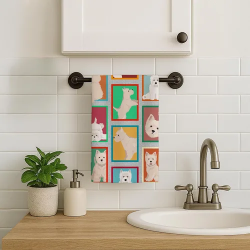 Vista 2 de Caroline's Treasures MLM1105KTWL Lots of Westie - Toalla de cocina para invitados, toalla de baño decorativa para cara, té, paño de cocina, cocina