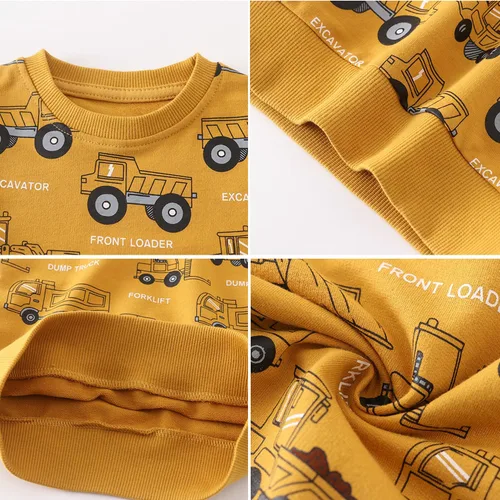 Vista 3 de BeiVSlley Paquete de 3 sudaderas de algodón con cuello redondo y manga larga con dibujos animados para niños pequeños