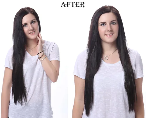 Vista 5 de Onedor Extensiones de cabello sintético liso con clip de 24 pulgadas. 7 piezas individuales para múltiples estilos.4.94 oz (1001#-blanco)