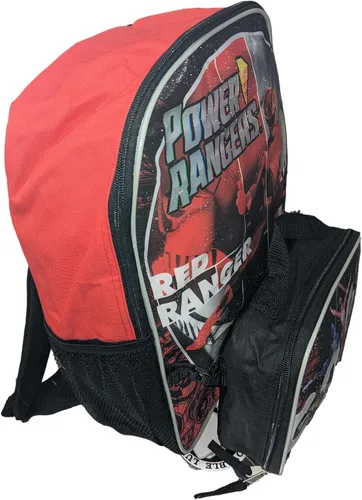 Vista 4 de Power Rangers Mochila escolar grande con bolsa de almuerzo desmontable adicional, Multi