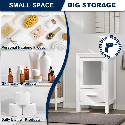Vista 5 de eclife Armario de tocador de baño moderno de 18 pulgadas con lavabo Redondel negro
