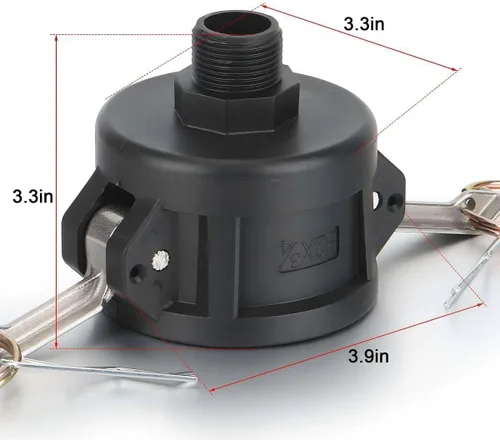 Vista 3 de IBC Tote Tank Adapter 2" NPS to 3/4" Drain Connector, 2 Pack