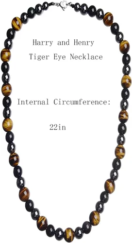 Vista 3 de Harry and Henry Collar tribal de ojo de tigre para hombre, collar de cuentas curativas, regalos de joyería, Cristal, No es una piedra preciosa