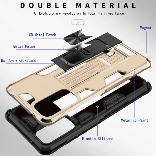 Vista 5 de Funda Samsung Galaxy S20 FE para Galaxy S20 FE 5G de grado militar con función atril integrada con soporte, resistente a prueba de golpes, funda