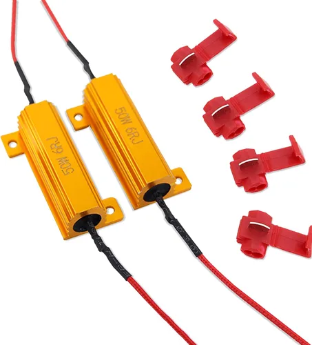 Vista 6 de 2 resistencias de carga de 50 W y 6 ohmios para bombilla LED Fix Fast Hyper Flash Turn Signal Blink Código de error (negro)