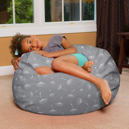 Vista 5 de Posh Creations - Sillón puff para niños, adolescentes y adultos, incluye funda extraíble y lavable a máquina, tamaño grande de 38 pulgadas, lona