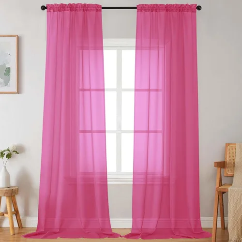 Vista 83 de 2 paneles de cortinas traslúcidas blancas para dormitorio, sala de estar, 96 pulgadas de largo, modernas, suaves, ligeras, con bolsillo para barra