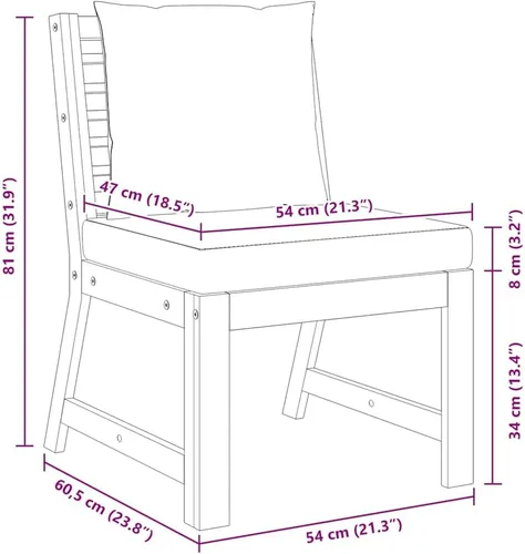 Vista 8 de vidaXL Sofá medio, sofá seccional con cojines, asiento modular con mesa de té, juego de muebles de exterior para jardín, rústico, madera de acacia