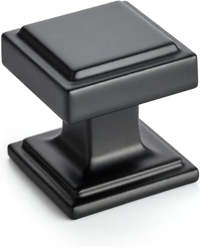 Vista 9 de Pomos de gabinete plateados de Home Expert, paquete de 5 - Tiradores cuadrados negros para cocina y cajones - Pomos de puerta de armario de níquel