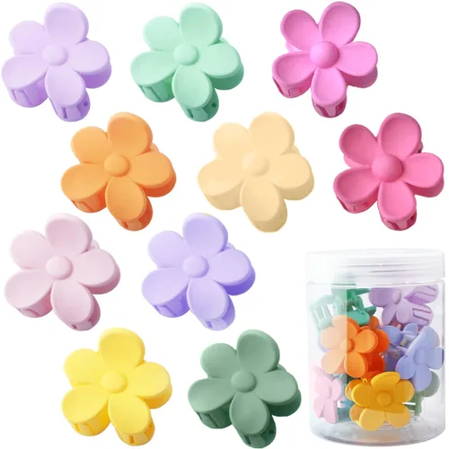 Vista 10 de Pinzas para el cabello pequeñas y lindas con flores para accesorios para el cabello, pinzas para el cabello para mujeres y niñas, color crema, 10