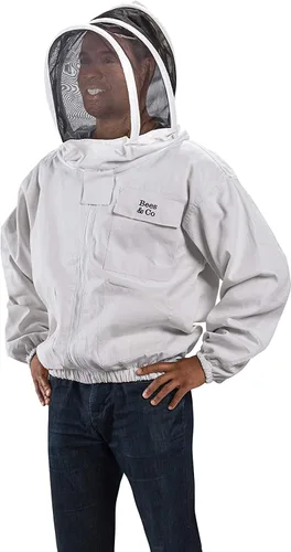 Vista 3 de Bees & Co K74 Chaqueta de apicultor de algodón natural con velo de esgrima