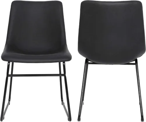 Vista 4 de SUPER DEAL Juego de 2 sillas de comedor para cocina y comedor de 18.3 pulgadas, estilo de mediados de siglo, modernas, de piel sintética, sillas
