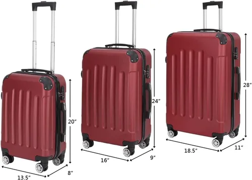Vista 25 de Juego de equipaje de 3 piezas – Maletas con ruedas giratorias multidireccionales – Bolsa de viaje Maleta ABS con bloqueo TSA – Maletas de carcasa