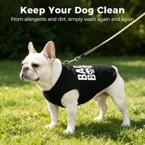 Vista 6 de BINGPET Bad to The Bone - Camiseta de algodón suave para cachorros, transpirable, ligera, para disfraz de perro, chaleco sin mangas, lavable a