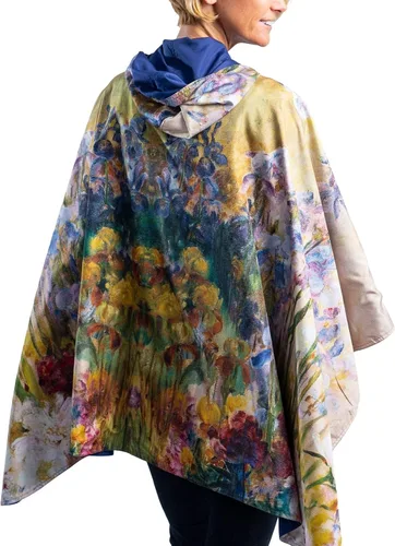 Vista 3 de RainCaper Cherry Blossoms Poncho de lluvia para mujer con capucha reversible Flores de cerezo