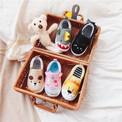 Vista 9 de HLMBB Toddler Shoes Unisex for Baby Boys Girls Shoes Cute Animal Hard Bottom Canvas Rubber Sole Kids Running Walking Sneakers