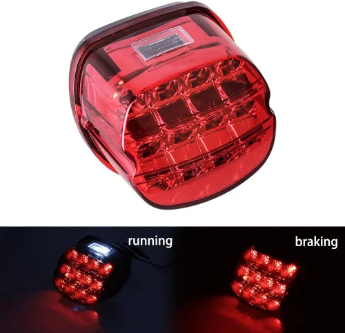 Vista 4 de NTHREEAUTO Luces traseras LED rojas para motocicleta, luces traseras de freno y funcionamiento compatibles con Harley Touring Dyna Road King Electra
