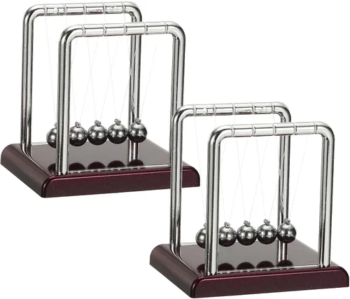 Vista 10 de PATIKIL Paquete de 2 cradle Newtons, péndulo de cuna de Newton, 5 bolas de equilibrio, juguetes de escritorio, bola de gravedad, divertida