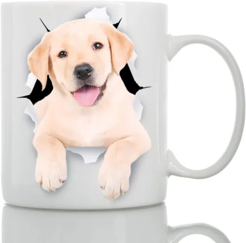 Vista 9 de Bonita taza de café negra con diseño de labrador para perro, divertida taza de café de cerámica, regalo perfecto para amantes de los perros, bonita