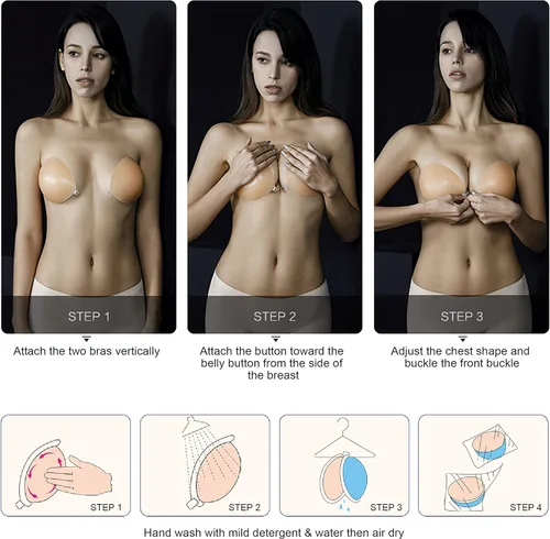 Vista 5 de VICETONE Adhesive Bra Strapless Sticky Invisible Push up Reusable Silicone Bra The Best Off Backless Viscous Bra for Women