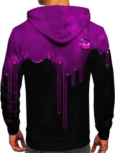 Vista 2 de Sudadera con capucha para hombre, estampado 3D, manga larga, cuello redondo, suéter suelto, sudadera con capucha para hombre, sudadera con capucha