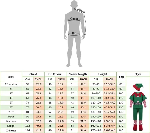 Vista 6 de TPMG Disfraz de elfo de Navidad para niños pequeños y niñas, ropa de vestir con sombrero, calcetines para botas