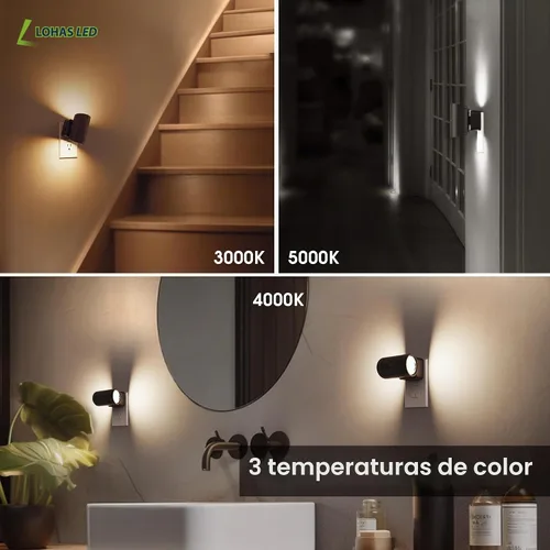 Vista 7 de L LOHAS LED - Luz nocturna LED, luces nocturnas regulables enchufables en la pared, paquete de 2, luz nocturna de 3CCT para niños, giratoria 180°