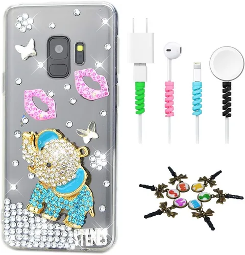 Vista 21 de Sparkle Funda compatible con Samsung Galaxy J2 Prime – Elegante funda 3D hecha a mano con diseño de libélula y diamantes de imitación con protector