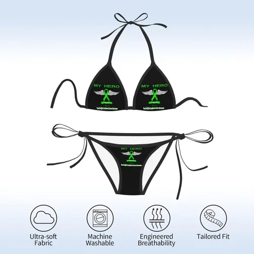 Vista 7 de My Hero is Now My Angel Non Hodgkin Lymphoma Cancer Awareness Women's Fashion Bikini 2 Pieces Push Up Summer Beach Bikini Set Triangle Bathing Suit