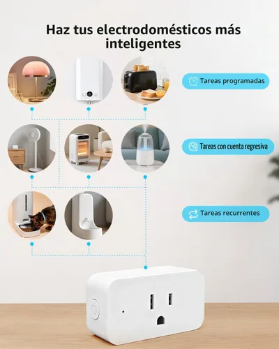 Vista 3 de DAYBETTER Enchufe inteligente Max 15A/1800W, compatible con Alexa y Google Home, no requiere concentrador, configuración Bluetooth y WiFi de 2.4