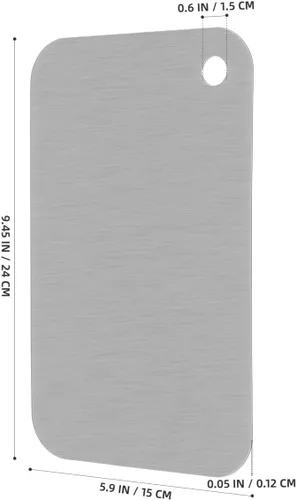 Vista 3 de Ciieeo Juego de 2 tablas de cortar de acero inoxidable de 9.44 x 5.90 pulgadas, reversibles antideslizantes, bloques de cortar de cocina con mango