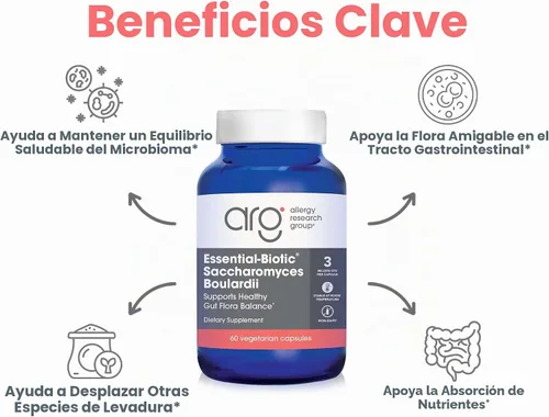 Vista 5 de Allergy Research Group - Probióticos Saccharomyces Boulardii para la salud gastrointestinal - Cápsulas de 60 ct