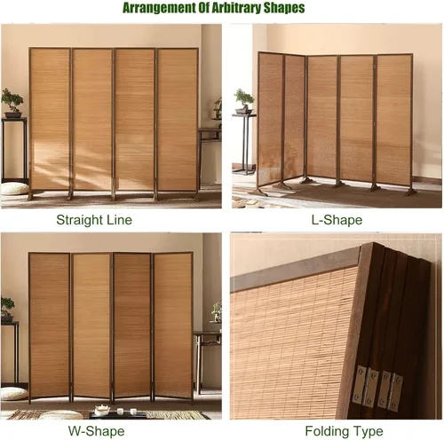 Vista 4 de 3 4 5 6 7 8 Panels Room Separator Freestanding Wall Divider for Office/Bedroom/Hotel, Foldable Room Divider Partition Privacy Screen, Wood
