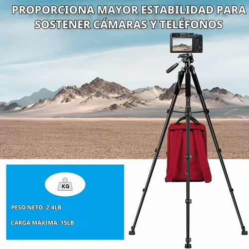 Vista 5 de ZOMEi Soporte de trípode DSLR de alta resistencia de 74.0 in, extensión multifuncional alta, disparo multiángulo, compatible con cámaras, teléfonos