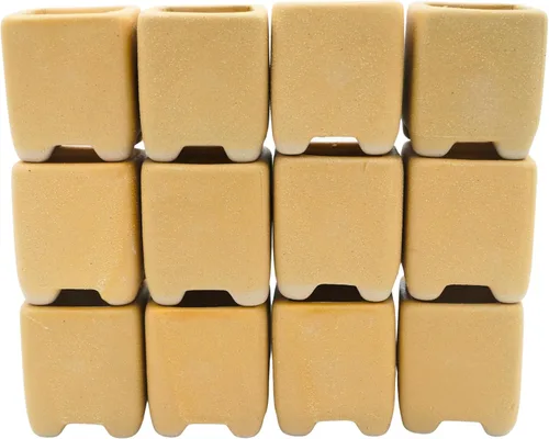 Vista 12 de Paquete de 12 macetas cuadradas modernas para suculentas de 1.6 pulgadas con gran orificio de drenaje, macetas rústicas de cerámica texturizada
