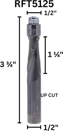 Vista 2 de Whiteside Router Bits RFT5125 1/2-Inch Diámetro Espiral Flush Trim Up Cut Up Cut con 1-1/4-Inch Longitud de corte 3-3/4", 1-1/4" Cutting Length