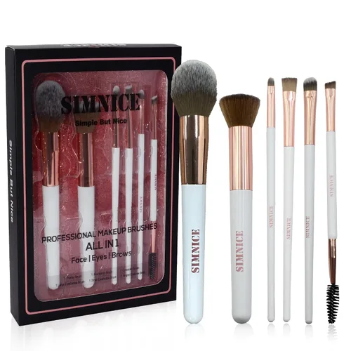 Vista 8 de Simnice Juego de brochas de maquillaje profesional — 6 brochas de maquillaje corrector de base, brochas de maquillaje para sombras de ojos, kit