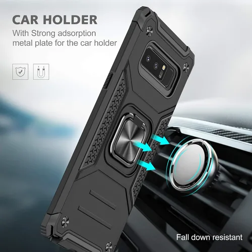 Vista 6 de YmhxcY Funda para Galaxy Note 8, funda para Galaxy Note 8 con protector de pantalla curvado 3D, fundas de grado armadura con soporte giratorio