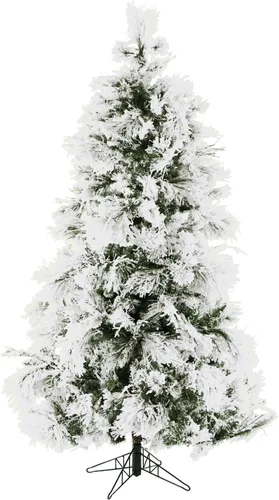 Vista 15 de Fraser Hill Farm Árbol de Navidad artificial flocado de pino nevado de 12 pies con luces inteligentes incandescentes blancas y soporte, árbol falso