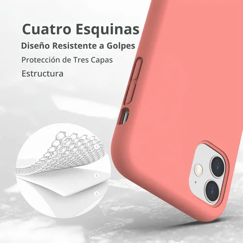 Vista 5 de Funda de silicona líquida compatible con iPhone 11, color coral