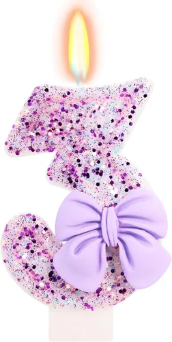 Vista 75 de Vela de cumpleaños para pastel, vela 0 - purpurina rosa con lazo, vela de feliz cumpleaños de 2.76 pulgadas, adorno superior de pastel para fiestas