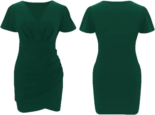Vista 3 de LYANER Vestido corto de cóctel de manga corta con cuello en V para mujer