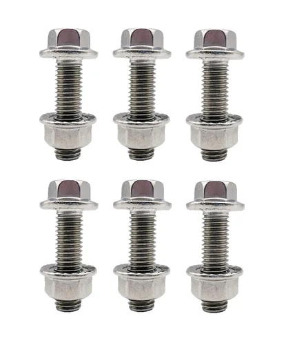 Vista 5 de Tornillos de brida de acero inoxidable, pernos de brida, kit de hardware de colector de escape (pernos y tuercas) M10X1.0.197-1.378 in (paquete de 6)