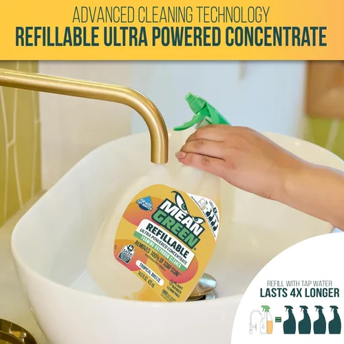 Vista 3 de Mean Green Limpiador de Baño CONCENTRADO Ultra Potente Recargable, Brisa Tropical, 14.3 Onzas