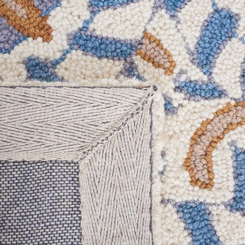 Vista 9 de SAFAVIEH Chelsea Collection - Alfombra decorativa de 1 pies 8 pulgadas x 2 pies 6 pulgadas, marfil y azul, lana de campo francesa enganchada a mano